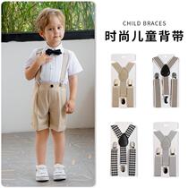 Male and female infant kindergarten baby childrens pants suspender clip childrens anti-drop suspenders performance show pants clip