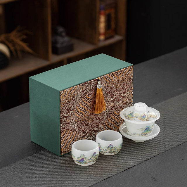 Qianli Jiangshan Glazed Bowl Tea Cup Small Set Single High-end Kung Fu Tea Set Sancai Tea Bowl 2025 New Style