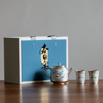 Hand-Painted Silver-Plated Tea Set, High-End Household Ceramic Silver Teapot, Gaiwan, Kung Fu Tea Cup, Chinese Style, One Pot and Two Cups