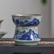 Old pottery mud blue and white ceramic high-end tea leakage tea filter tea artifact tea filter separate stand holder tea set accessories