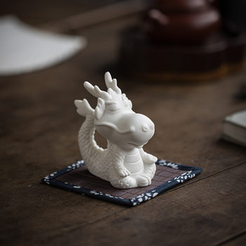 Little Dragon Tea Pet Ceramic Ornament Premium Quality Can Be Used in Tea Room Desktop Creative Zodiac Year of the Dragon Decoration Lucky Charm