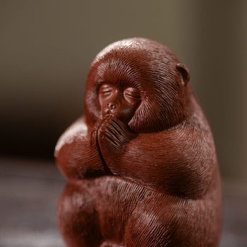 Handmade Purple Clay Little Monkey Stone Monkey, Twelve Zodiac Monkey Creative Ornament, Tea Pet, Premium Quality, Can Be Used as Tea Set Decoration