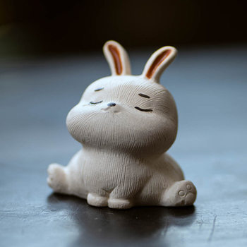 Purple Clay Little Rabbit Tea Pet Zodiac Ornament Creative Mini White Rabbit Tea Toy Premium Can Be Used as a Tea Table Tray Tea Set Accessory