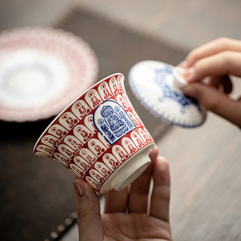 Forbidden City Cultural and Creative Products Dunhuang Thousand Buddhas Kung Fu Tea Set with Lid Bowl, Ceramic Household Tea Cup, 2026 New High-End Model