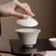 Ding kiln white high-end ceramic three-capacity bowl tea cup set white porcelain Kung Fu tea set large bubble tea bowl single non-hot