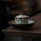 Master's hand-painted Dunhuang wood-burning Tianmu glaze Kung Fu Sancai bowl single high-end ceramic tea bowl with lid tea set