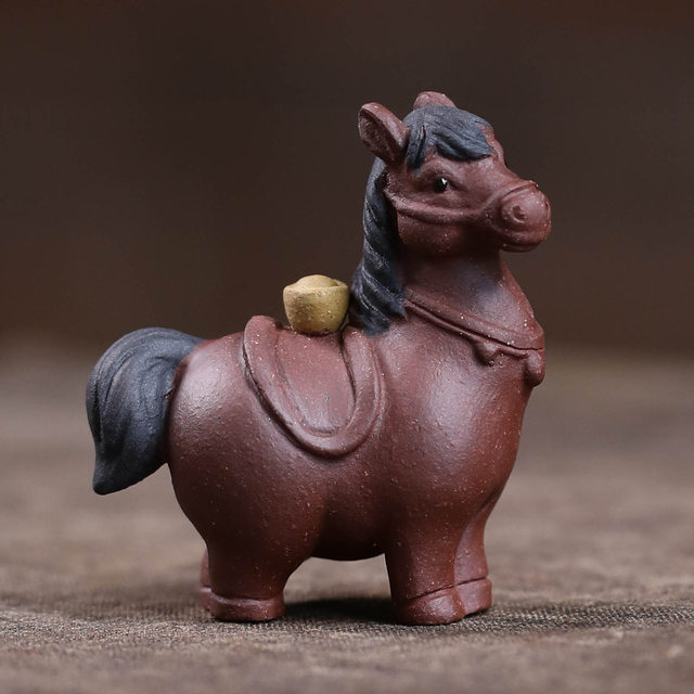Handmade purple sand tea pet pony will soon make money zodiac ornaments boutique can raise tea set tea tray desktop decoration