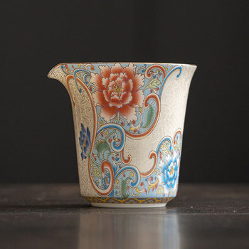 Handcrafted Silver Enamel Ceramic Fair Cup with Large Capacity, Tea Sharing Vessel for Home and Office Use