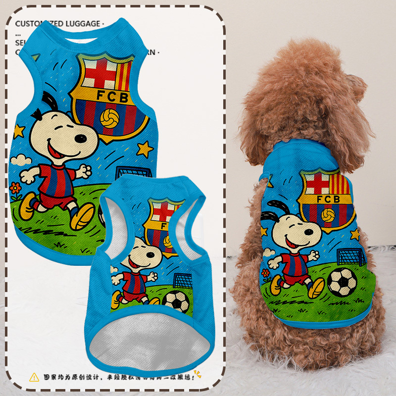 Snoopy Collaboration with Barcelona, Real Madrid, Manchester City, Chelsea, Arsenal Pet Vest Dog and Cat Clothes Anti-Shedding