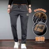 Мужские шелковые летние тонкие дышащие спортивные штаны, эластичная талия, большой размер, свободный прямой крой