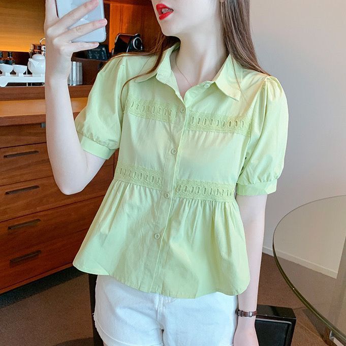 French-Style Niche Lace Patchwork Fashion Top 2026 Summer Fresh and Stylish Versatile High-End Unique Shirt