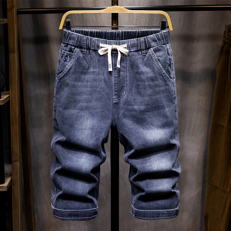 Men's Summer Thin Denim Shorts, 2026 New Style, Elastic Waist Mid-Length Casual Pants, Seven-Tenths Length