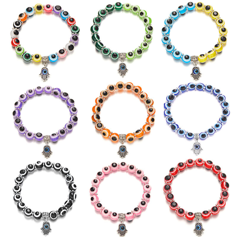Hot-Selling Evil Blue Eyes Colorful Beaded Bracelet Handmade Thousand-Eyed Eye Bracelet