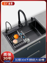 Kitchen 304 Stainless Steel Sink Wash Dishes Wash Basin Black Nano Pool Home Floor Handcrafted Trough
