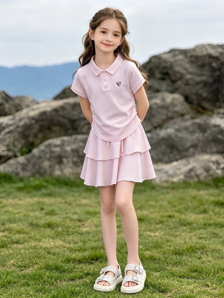 女童夏季polo衫套裙2026新款儿童休闲短袖T恤短裙中大童裙裤t套装 — 5