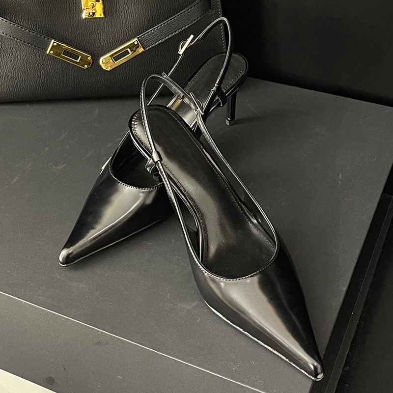 London Bridge ~ High Dingfa Type Pointed High Heel Shoe Girl Fine Heel Genuine Leather Single Shoes Sexy with Baotou sandals-Taobao