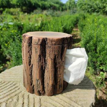 Creative original wood roll paper box living room household wooden tissue box storage box multifunctional wood napkin box