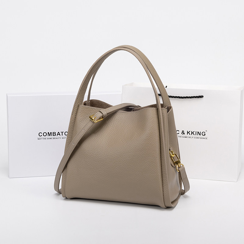Combatc&Kking First-Layer Leather Bag 2025 New Large-Capacity Handbag Crossbody Tote Mom Bag Gift
