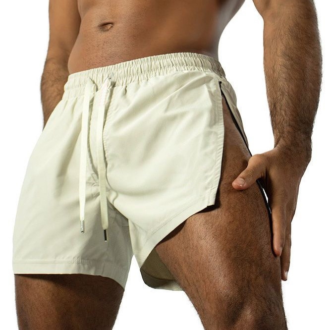 American Casual Sports Shorts for Men with Zipper Side Slits, Summer Ice Silk Quick-Drying Shorts for Fitness and Running, European Size American Casual Sports Shorts for Men with Zipper Side Slits, Summer Ice Silk Quick-Drying Shorts for Fitness and Running, European Size