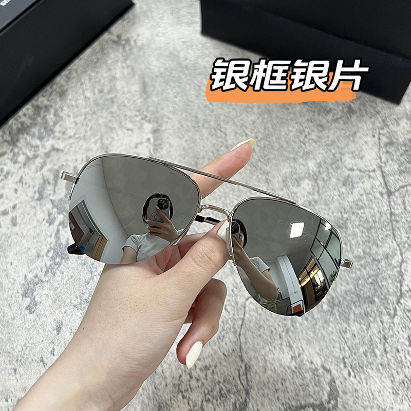 Aviator Sunglasses for Men and Women, Versatile for Large Faces, Slimming Effect, Uv Protection for Driving, Stylish Half-Frame Sunglasses