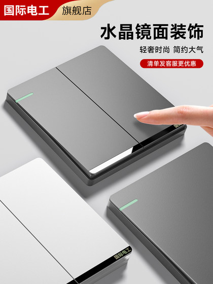 国际电工家用86型暗装墙壁插座面板二开双开双控开关双联2开两开