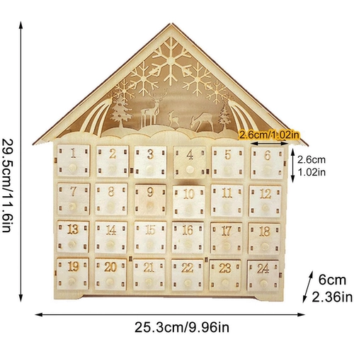 Деревянное рождественское украшение светодиодные светильники 24 -дневной календарь календарь календарь творческий деревянный рождественский подарок