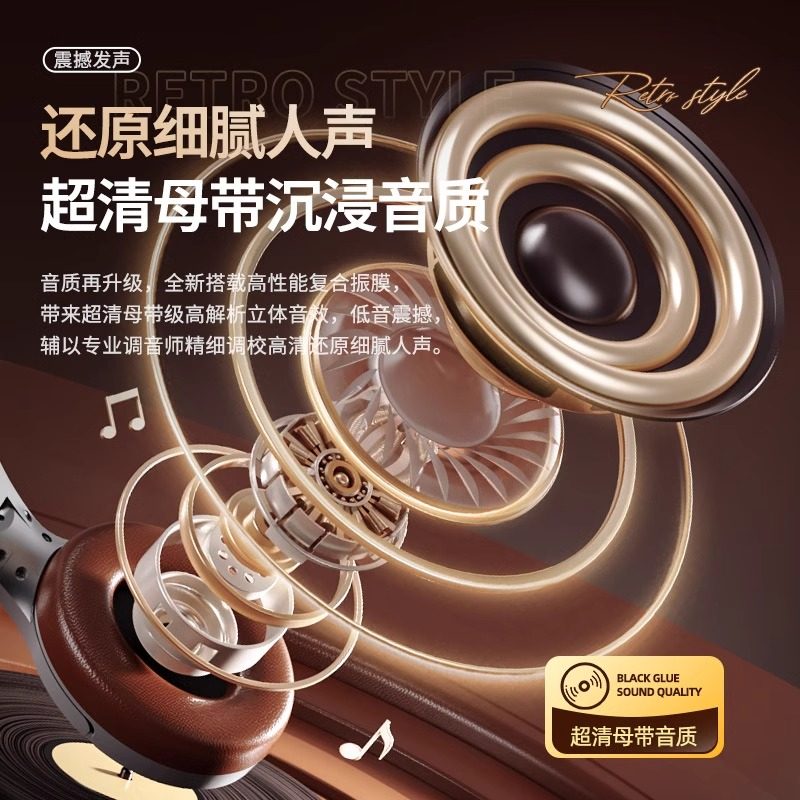 2026 New Model Over-Ear Bluetooth Headphones Wireless Computer Gaming Headset with Microphone, Sound Quality, American Retro Style