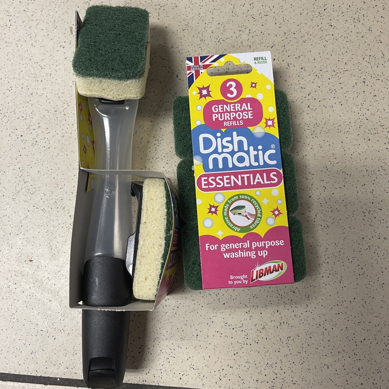 In-Stock Uk Dishmatic Dishwashing Brush, Pot Brush, Refillable with Detergent, Can Be Used as a Cup Brush, with Replaceable Head, No Wetting Needed