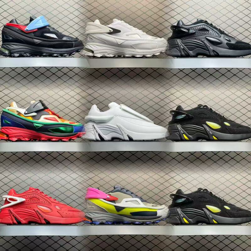Raf Simons Cylon-21 Round-Toe Water-Resistant Unisex Asphalt Color Black Red Sports Casual Dad Shoes