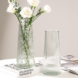 [Two-Piece Set] ins Large Transparent Nordic Glass Vases for Hydroponic Lucky Bamboo, Tabletop Living Room Flower Arrangement Decorations