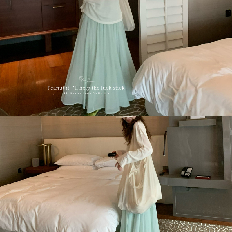 Peanut Peanut Home - Popular Stall Goddess Skirt for Commuting, Lazy Style, Self-Retained Half Skirt 1813