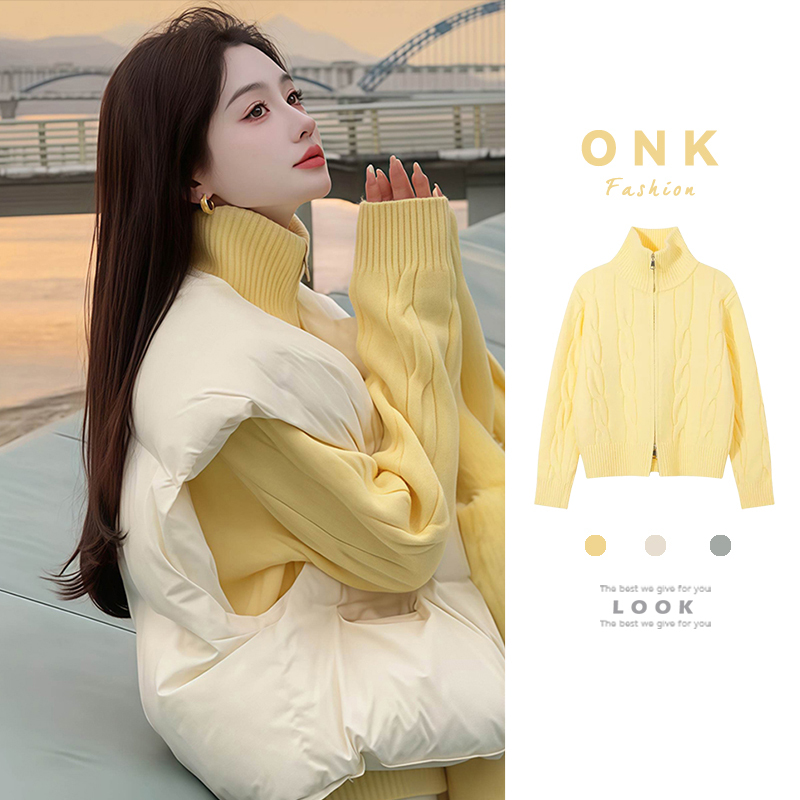 Dopamine Yellow Turtleneck Soft Knit Sweater for Women 2026 Early Autumn Outfit, Lazy Style, Very Pretty Top Dopamine Yellow Turtleneck Soft Knit Sweater for Women 2026 Early Autumn Outfit, Lazy Style, Very Pretty Top