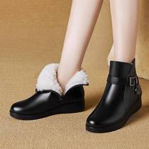 Douyin 18 new autumn and winter womens short boots low heel non-slip sole mother cotton shoes snow boots flat short boots large size XH60