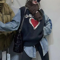 2024 Spring Large Size Korean Style Fashionable Knitted Pullover Vest Womens Retro Stacked Vest Loose Pullover Vest