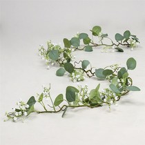 Nordic home simulation eucalyptus leaves rattan star buds artificial flowers decoration indoor vines winding hanging wall hanging shield