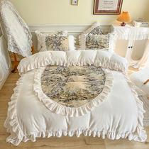 Korean princess style plus velvet and thickened coral velvet bed four-piece winter warm quilt cover double-sided milk velvet winter