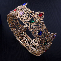 European and American mens golden crown simple multi-color full circle king tiara birthday bride crown Amazon hot sale