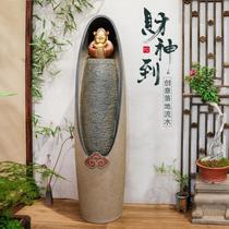 High-end wealth-promoting floor-to-ceiling flowing water-style living room TV cabinet next to the circulating water fountain tea room hotel decoration ornaments