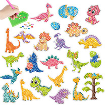 Hot-selling Cartoon Dinosaur Diamond Paintings DIY Stickers Masonry Painting Wall Stickers Children’s Handmade Stickers Round Diamonds