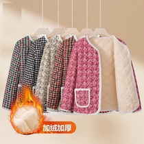 Mothers autumn and winter velvet coat for middle-aged and elderly women large size loose lapel cotton coat three-layer thickened cotton top