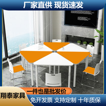 Factory direct sales color reading table psychological room counseling training table desks and chairs group activity table triangle table and stool