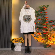 Fat Sister Plus Size Womens Clothing 2024 Spring New Chinese-style Chinese Style Plate Button Design Versatile Age-Reducing Slimming Tops for Women