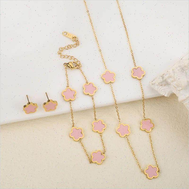 luxury multicolor stainless steel jewelry set – elegant dripping design for women