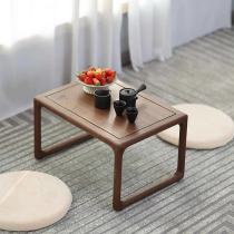 Bay window table black walnut light luxury tatami low table Japanese small tea table solid wood kang table new Chinese style small tea table