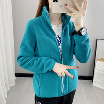 Fleece jacket autumn and winter outdoor couple casual warm coral fleece jacket womens reversible thickened polar fleece sweatshirt