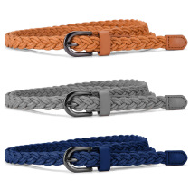 Korean style casual wax rope woven belt womens belt pin buckle clothing decorative trouser belt