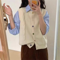 New product 2024 spring new womens knitted vest sweater womens spring and autumn vest outer wear small waistcoat outer vest