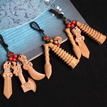 Feicheng mahogany log Wenchang pen tower keychain champion Wenchang pen tower mahogany sword keychain pendant