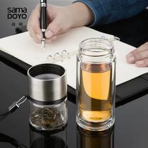 Shangming tea water separation tea cup double-layer glass insulated cup for men high-end portable anti-fall personal cup for women