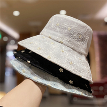 Womens hat flower lace big brim sunshade fisherman hat summer Korean version ins thin breathable folding sunshade basin hat